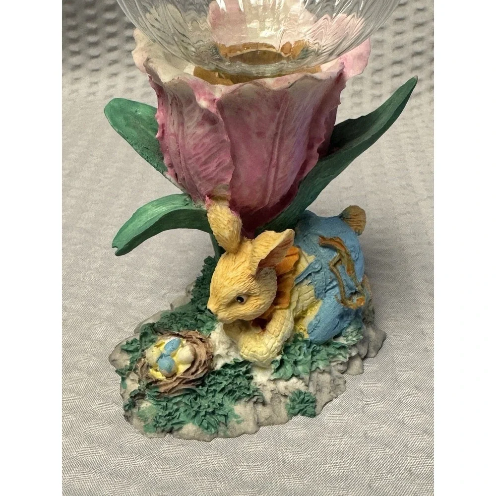 Vintage Avon Easter Tulip Bunny‎ Eggs Grass Votive Candle Holder